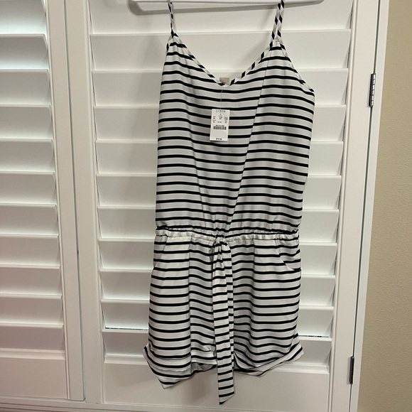 NWT J Crew Drapey Romper black and white stripe - Picture 5 of 5